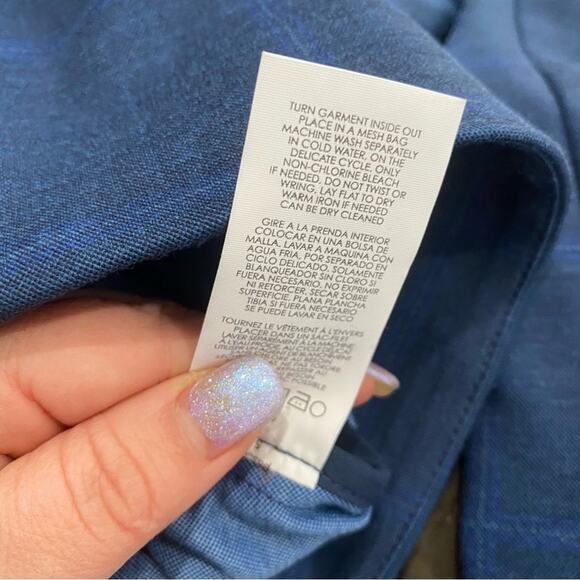 CAbi Windowpane Blazer Blue Plaid One Button Career Work Jacket Sz 12 - Picture 3 of 12